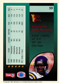 1992 Wild Card - 100 Stripe #59 Cris Carter Back