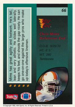 1992 Wild Card - 100 Stripe #66 Chris Mims Back