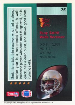 1992 Wild Card - 100 Stripe #76 Tony Smith Back