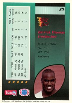 1992 Wild Card - 100 Stripe #80 Derrick Thomas Back
