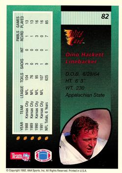 1992 Wild Card - 100 Stripe #82 Dino Hackett Back