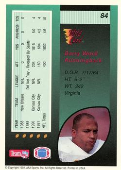 1992 Wild Card - 100 Stripe #84 Barry Word Back