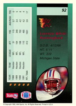 1992 Wild Card - 100 Stripe #92 Lorenzo White Back