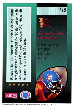 1992 Wild Card - 100 Stripe #118 Simon Fletcher Back