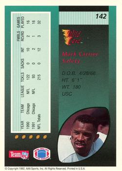 1992 Wild Card - 100 Stripe #142 Mark Carrier Back