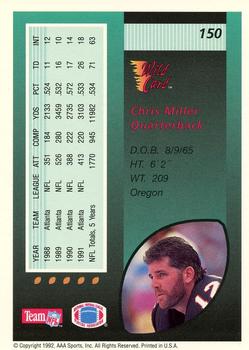 1992 Wild Card - 100 Stripe #150 Chris Miller Back