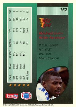 1992 Wild Card - 100 Stripe #162 Michael Irvin Back