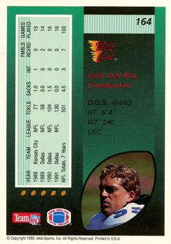 1992 Wild Card - 100 Stripe #164 Jack Del Rio Back
