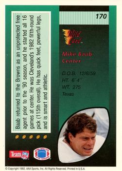 1992 Wild Card - 100 Stripe #170 Mike Baab Back