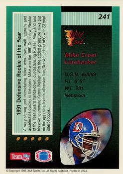 1992 Wild Card - 100 Stripe #241 Mike Croel Back