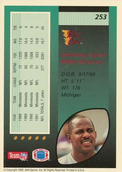1992 Wild Card - 100 Stripe #253 Anthony Carter Back