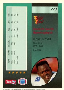 1992 Wild Card - 100 Stripe #273 Emmitt Smith Back