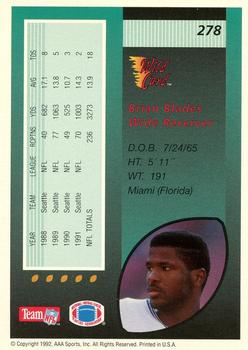 1992 Wild Card - 100 Stripe #278 Brian Blades Back