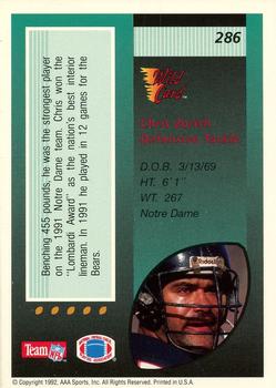 1992 Wild Card - 100 Stripe #286 Chris Zorich Back