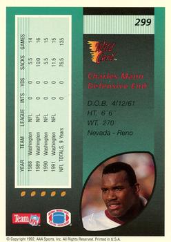 1992 Wild Card - 100 Stripe #299 Charles Mann Back