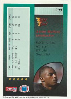 1992 Wild Card - 100 Stripe #309 Aaron Wallace Back