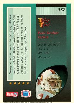 1992 Wild Card - 100 Stripe #357 Paul Gruber Back