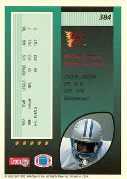 1992 Wild Card - 100 Stripe #384 Willie Green Back