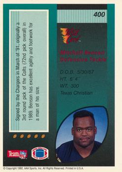 1992 Wild Card - 100 Stripe #400 Mitchell Benson Back