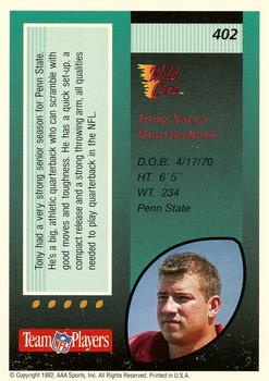 1992 Wild Card - 100 Stripe #402 Tony Sacca Back