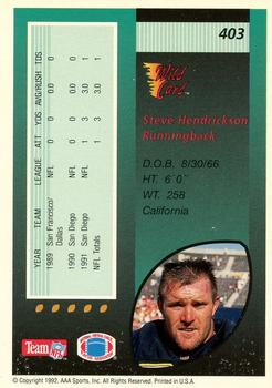 1992 Wild Card - 100 Stripe #403 Steve Hendrickson Back