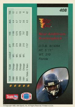 1992 Wild Card - 100 Stripe #408 Neal Anderson Back