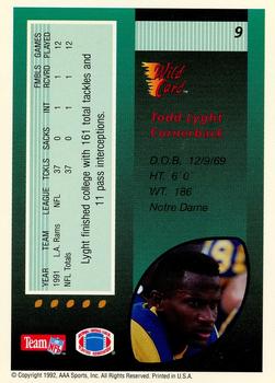 1992 Wild Card - 1000 Stripe #9 Todd Lyght Back