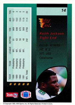 1992 Wild Card - 1000 Stripe #14 Keith Jackson Back