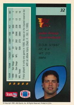 1992 Wild Card - 1000 Stripe #32 John Friesz Back