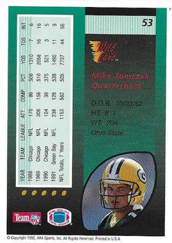 1992 Wild Card - 1000 Stripe #53 Mike Tomczak Back