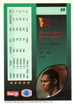 1992 Wild Card - 1000 Stripe #68 Marcus Allen Back