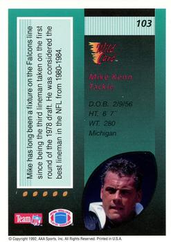 1992 Wild Card - 1000 Stripe #103 Mike Kenn Back