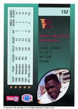 1992 Wild Card - 1000 Stripe #132 Wilber Marshall Back