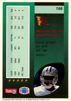 1992 Wild Card - 1000 Stripe #166 Alexander Wright Back