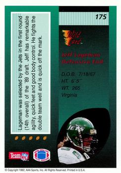 1992 Wild Card - 1000 Stripe #175 Jeff Lageman Back