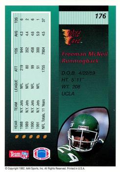 1992 Wild Card - 1000 Stripe #176 Freeman McNeil Back