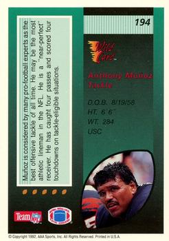 1992 Wild Card - 1000 Stripe #194 Anthony Munoz Back