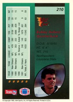 1992 Wild Card - 1000 Stripe #210 Bobby Hebert Back