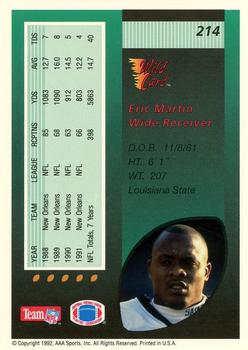 1992 Wild Card - 1000 Stripe #214 Eric Martin Back