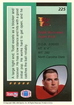 1992 Wild Card - 1000 Stripe #225 Todd Harrison Back