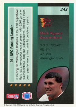 1992 Wild Card - 1000 Stripe #243 Mark Rypien Back