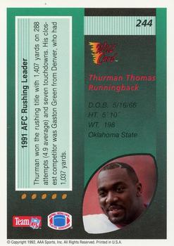 1992 Wild Card - 1000 Stripe #244 Thurman Thomas Back