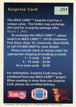 1992 Wild Card - 1000 Stripe #251 Surprise Card Back