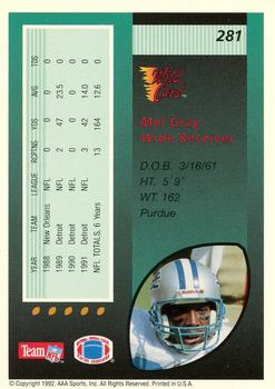 1992 Wild Card - 1000 Stripe #281 Mel Gray Back