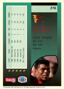 1992 Wild Card - 1000 Stripe #316 Chris Martin Back