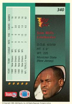 1992 Wild Card - 1000 Stripe #340 Sam Mills Back
