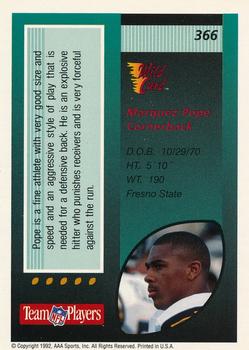 1992 Wild Card - 1000 Stripe #366 Marquez Pope Back