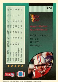 1992 Wild Card - 1000 Stripe #374 Hugh Millen Back
