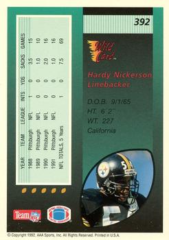 1992 Wild Card - 1000 Stripe #392 Hardy Nickerson Back