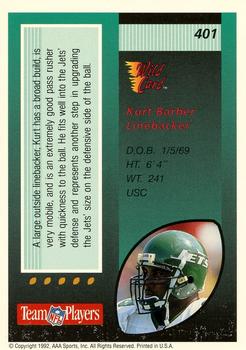 1992 Wild Card - 1000 Stripe #401 Kurt Barber Back